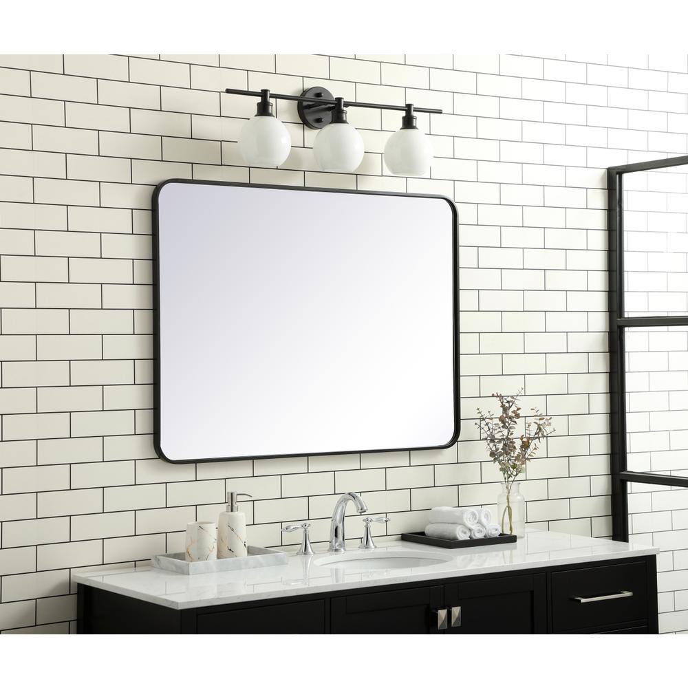 Alt View 4. Elegant Decor - Soft corner metal rectangular mirror 30x40 inch in Black - Black.