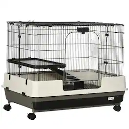 PULUZ - 2-tier Compact Platform Rolling Small Animal Rabbit Cage for Hamsters, Chinchillas & Gerbils with a Large Living Space
