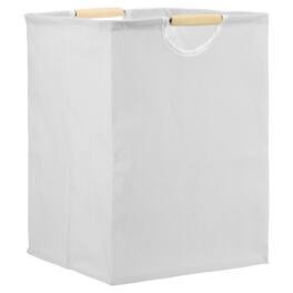 Unique Bargains - Large Laundry Basket, Foldable Hamper with Wooden Handles, Tall Storage for Comforter, Clothing, Blanket, Pillows - White