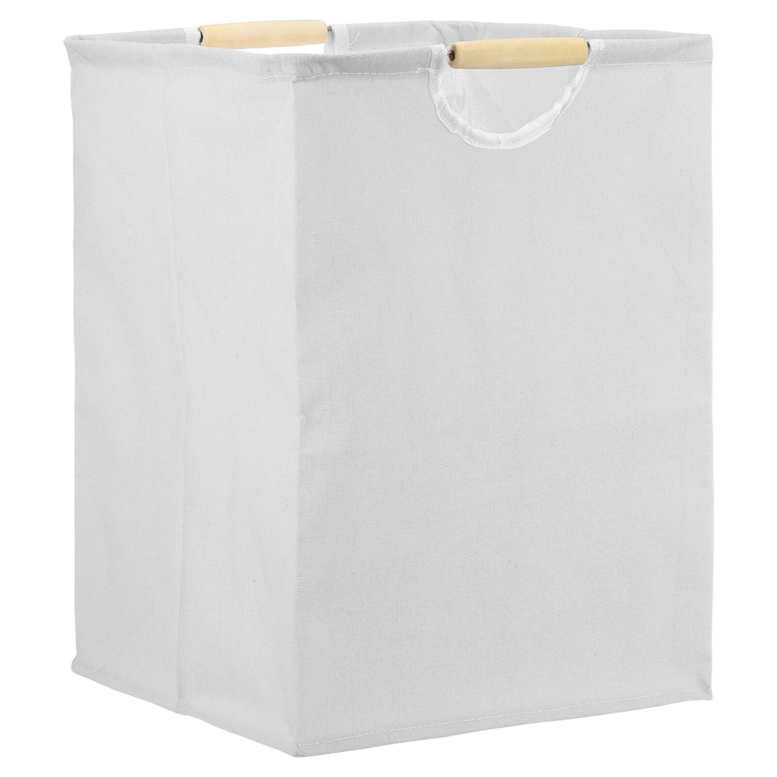 Front. Unique Bargains - Large Laundry Basket, Foldable Hamper with Wooden Handles, Tall Storage for Comforter, Clothing, Blanket, Pillows - White.