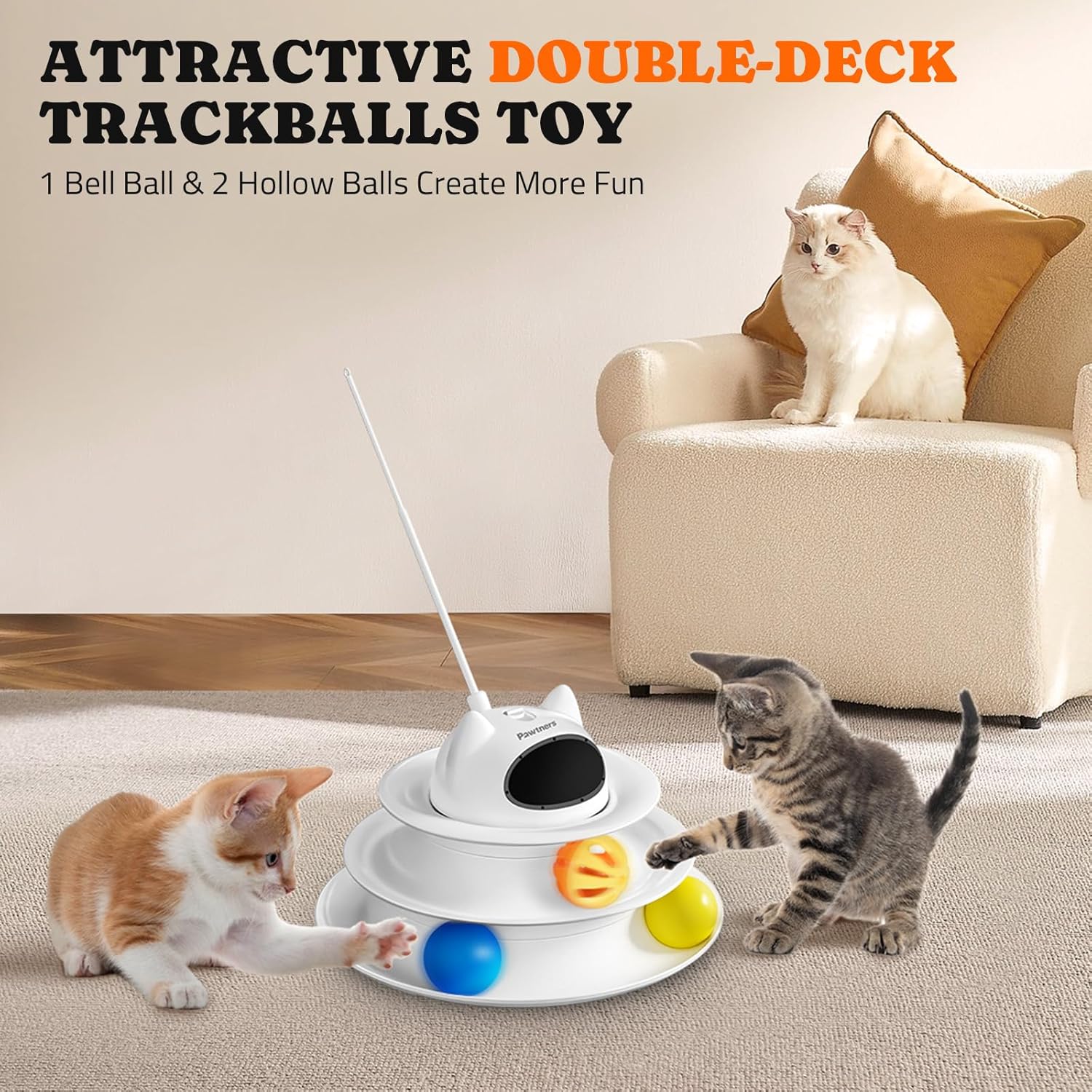 ATTRACTIVE DOUBLE-DECK TRACKBALLS TOY, 1 Bell Ball & 2 Hollow Balls Create More Fun