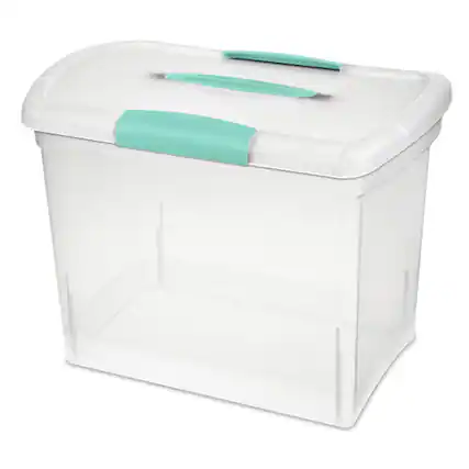 Front. Sterilite - Sterilite Large Nesting ShowOffs Portable Clear File Box with Latches (18 Pack).