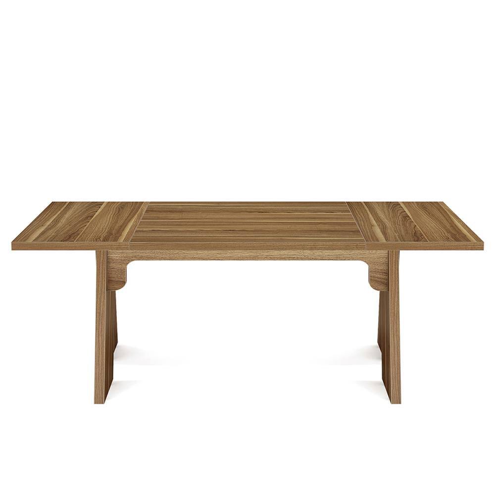 Back. Kadyn - Kadyn End Table,Dining Table, Living Room Table,71" Wood Dining Table, Farmhouse Kitchen Table for 6 People,Brown - Brown.