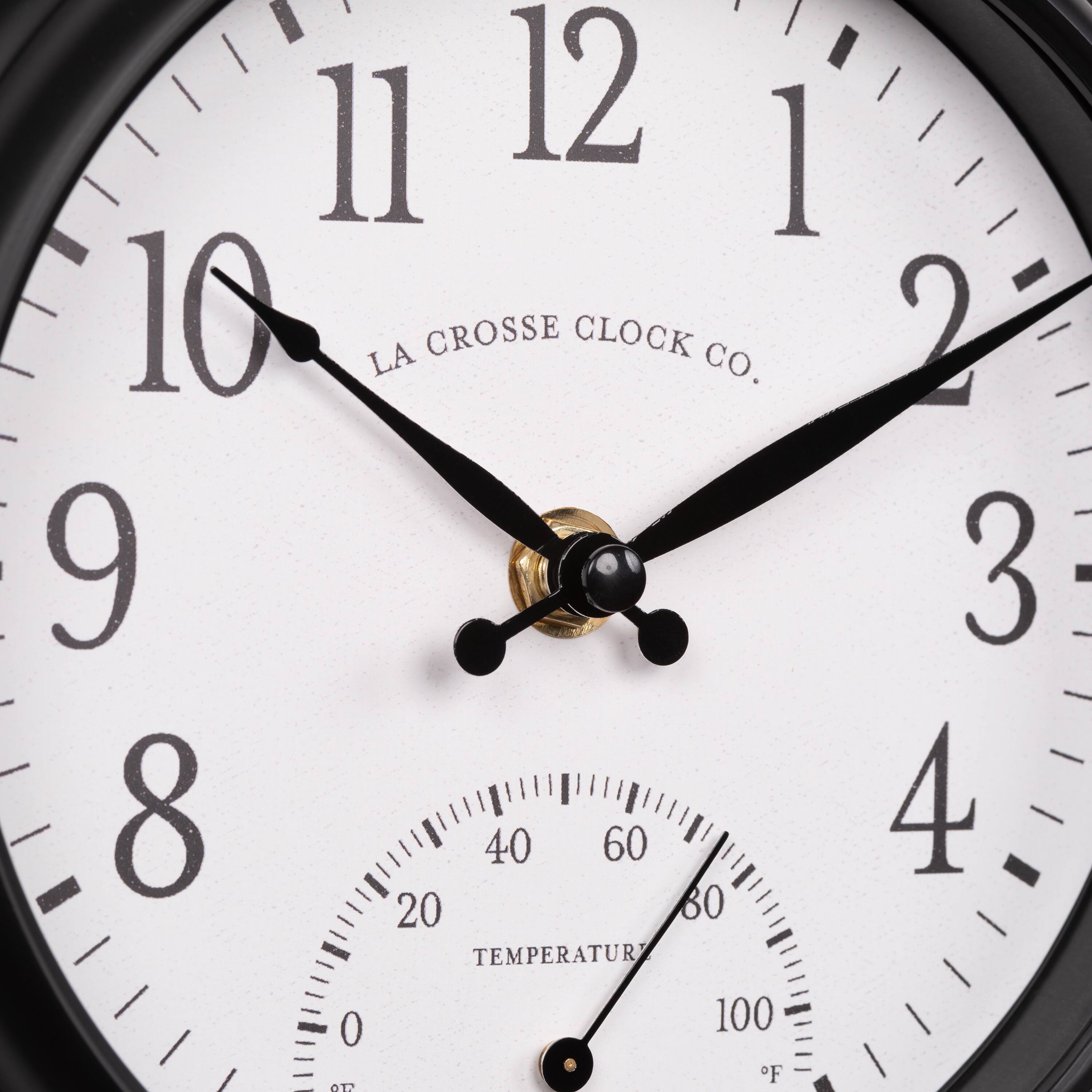 11 12 1 10 LA CROSSE CLOCK CO. 9 8 40 60 20 60 TEMPERATURE 0 100 °F 0 - 2 3 4