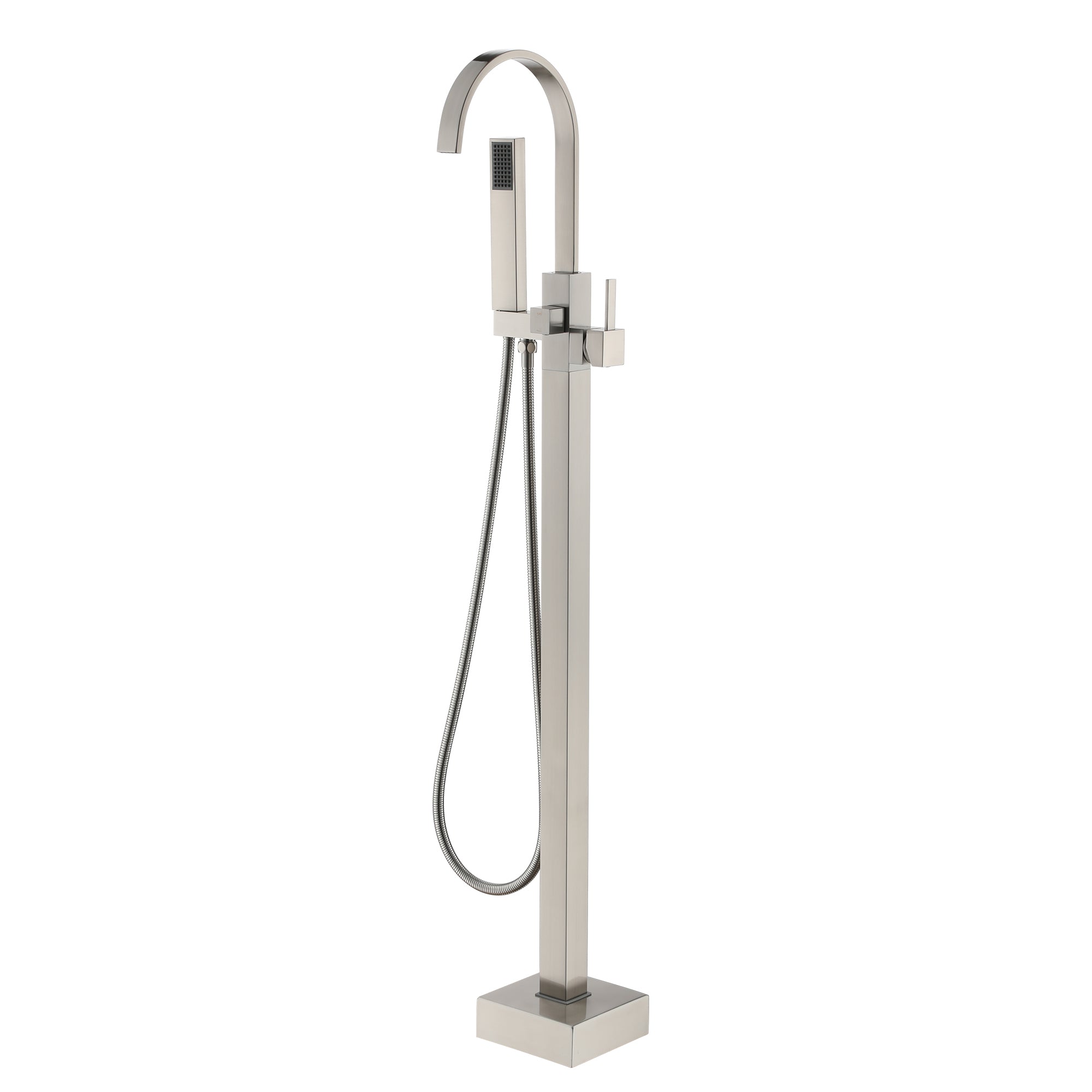 Front. Boyel Living - Modern Single-Handle Freestanding Tub Faucet with Handheld Shower, Water Supply Hoses and Hardware in. Brushed Nickel - Brushed Nickel.