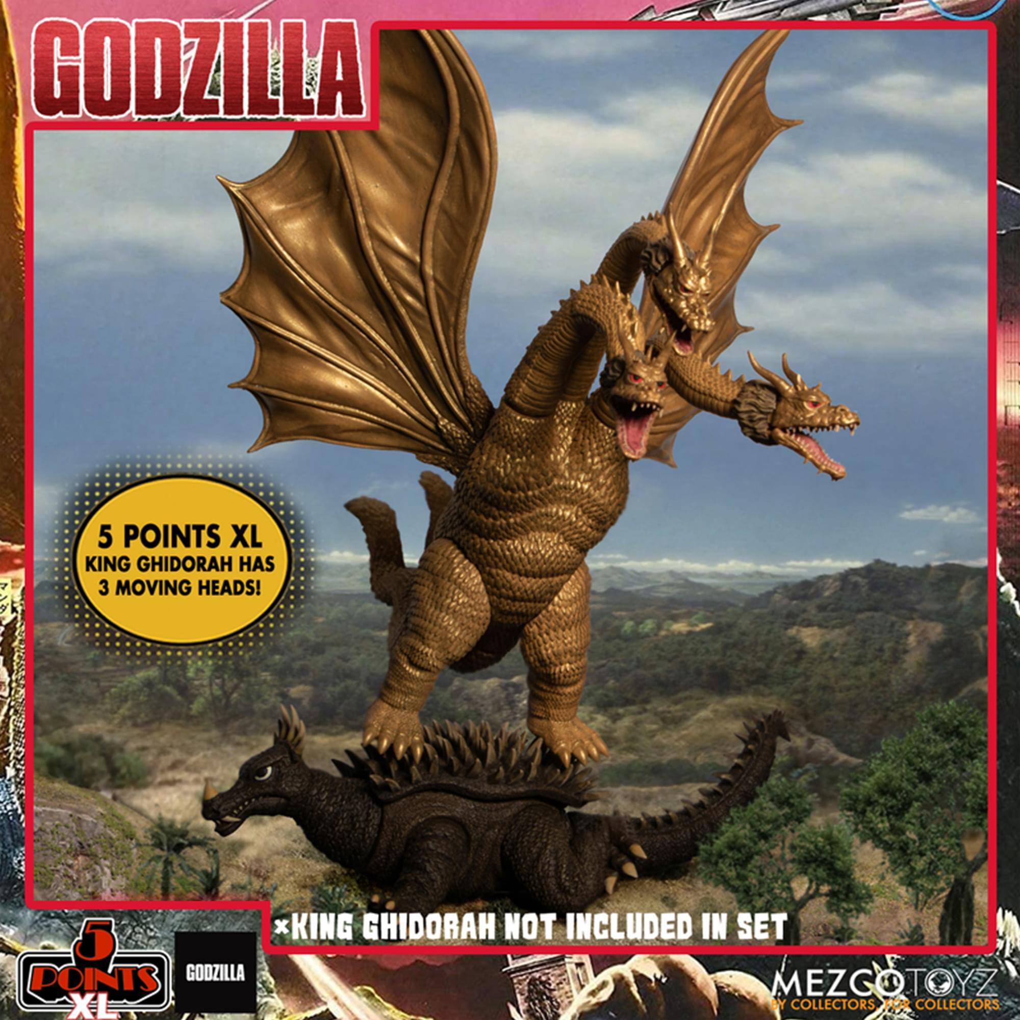 GODZILLA 5 POINTS XL KING GHIDORAH HAS 3 MOVING HEADS! *KING GHIDORAH NOT INCLUDED IN SET POINTS GOOZILLA MEZGOTOYZ XL WY COLLECTORS COLLECTORS