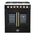 Forno Appliances - 30 in. Wide 5 Burner Galiano 4.32 Cu. Ft. Freestanding Dual Fuel True Convection Range - Black