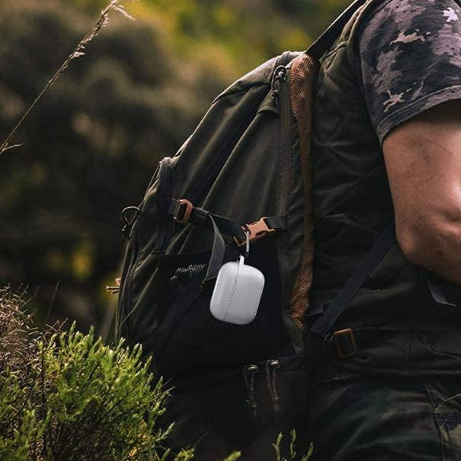 Back. Home Collection - Gray Shockproof Silicone Protective Case with Keychain for Apple AirPods 3rd - Gray.