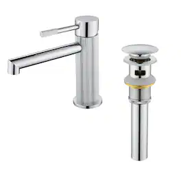 Boyel Living - Carved Solid Brass Bathroom Faucet Single Handle - Chrome
