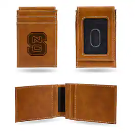 Rico Industries - North Carolina State Wolfpack Brown Money Clip Front Pocket Slim Wallet - Multi