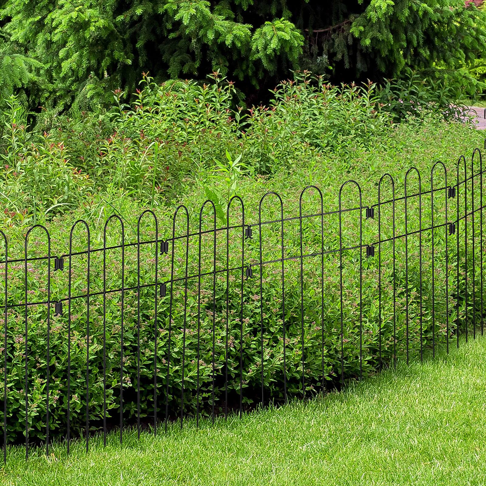 Alt View 1. Oumilen - 30-Pack No Dig Animal Barrier Fence, 16.5in Tall Black Metal Garden Border with 1.5in Spike Spacing.