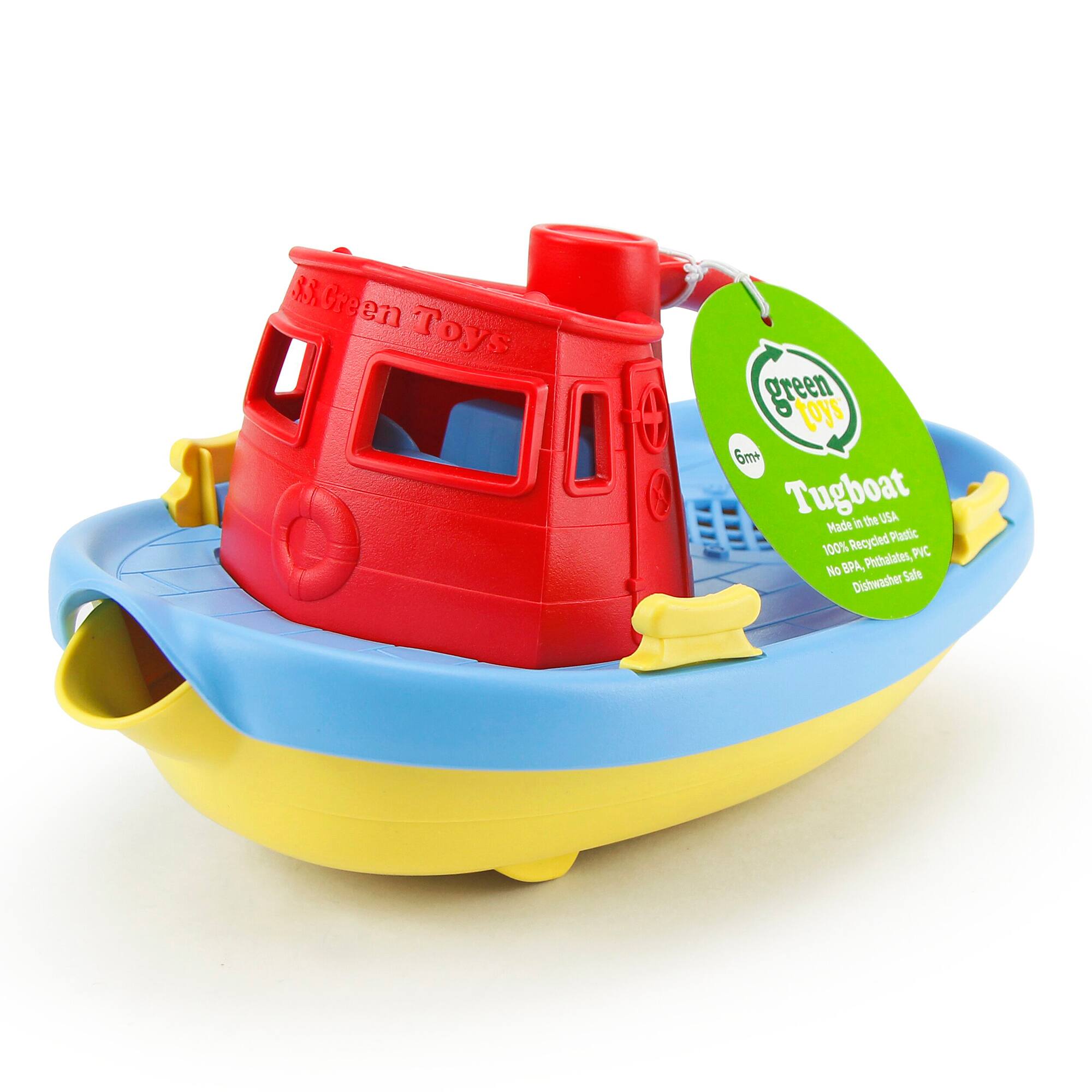 Green Toys Tugboat Made in the USA Recycled Plastic 100% PVC No Phthalates Dishwasher Safe