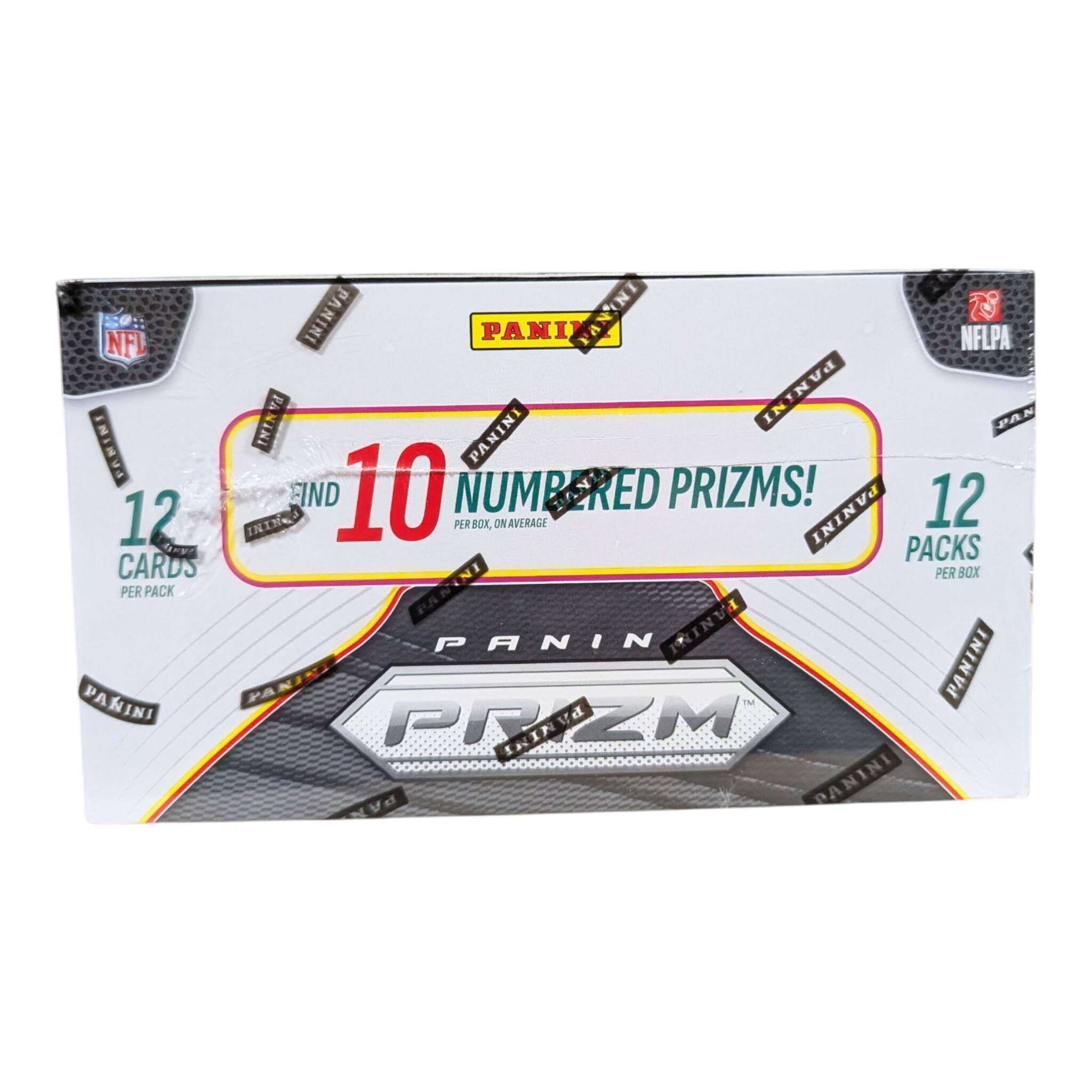 NFL PANINI  
10 NUMBERED PRIZMS!  
12 PACKS PER BOX  
12 CARDS PER PACK  
PANINI PRIZM