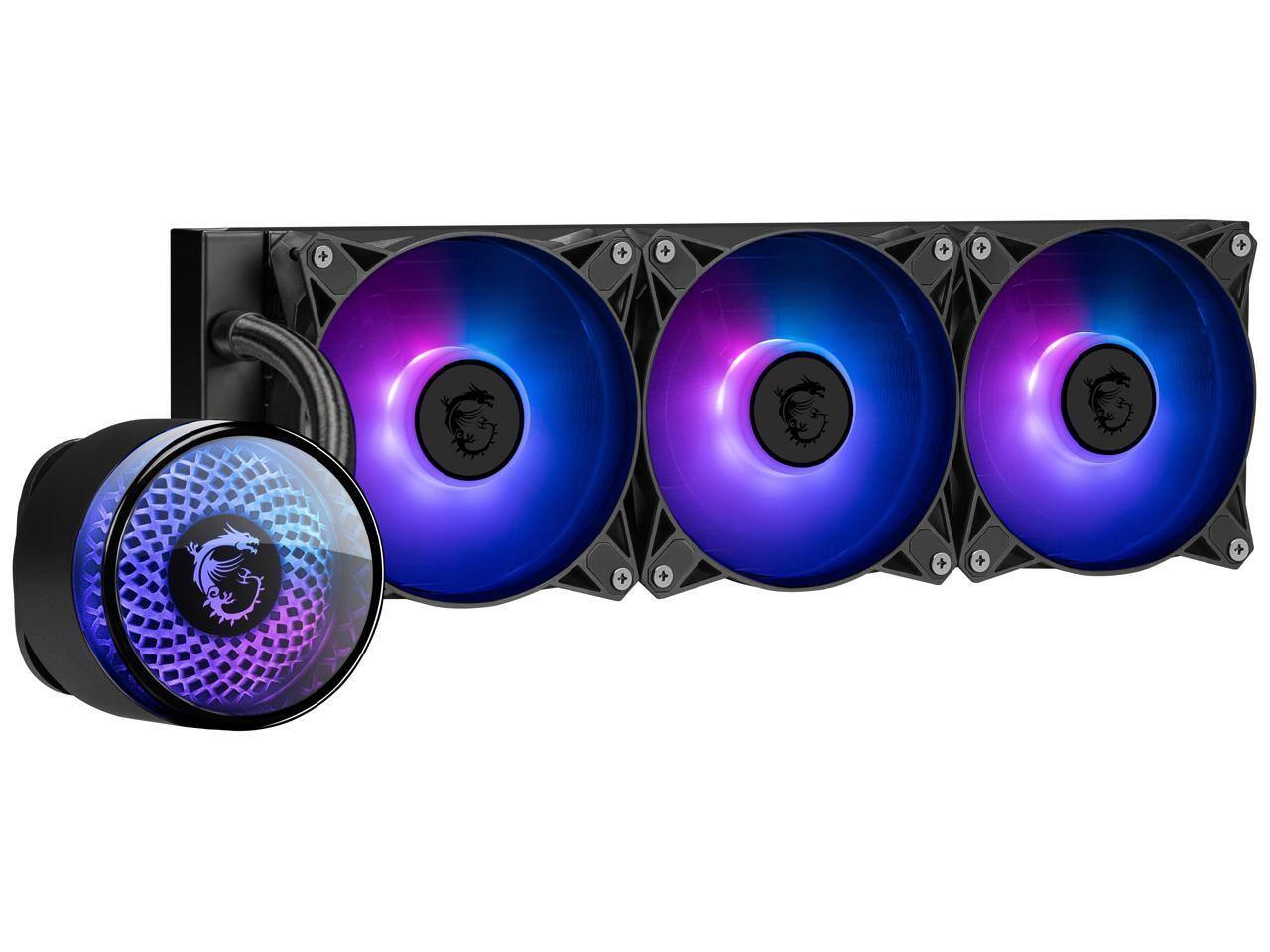 Alt View 3. MSI - MSI MAG Coreliquid A12 360 AIO ARGB CPU Cooler, 360mm Rad, 3x 120mm ARGB Fans, LGA 1700/1851/AM5/AM4, Black - Black.