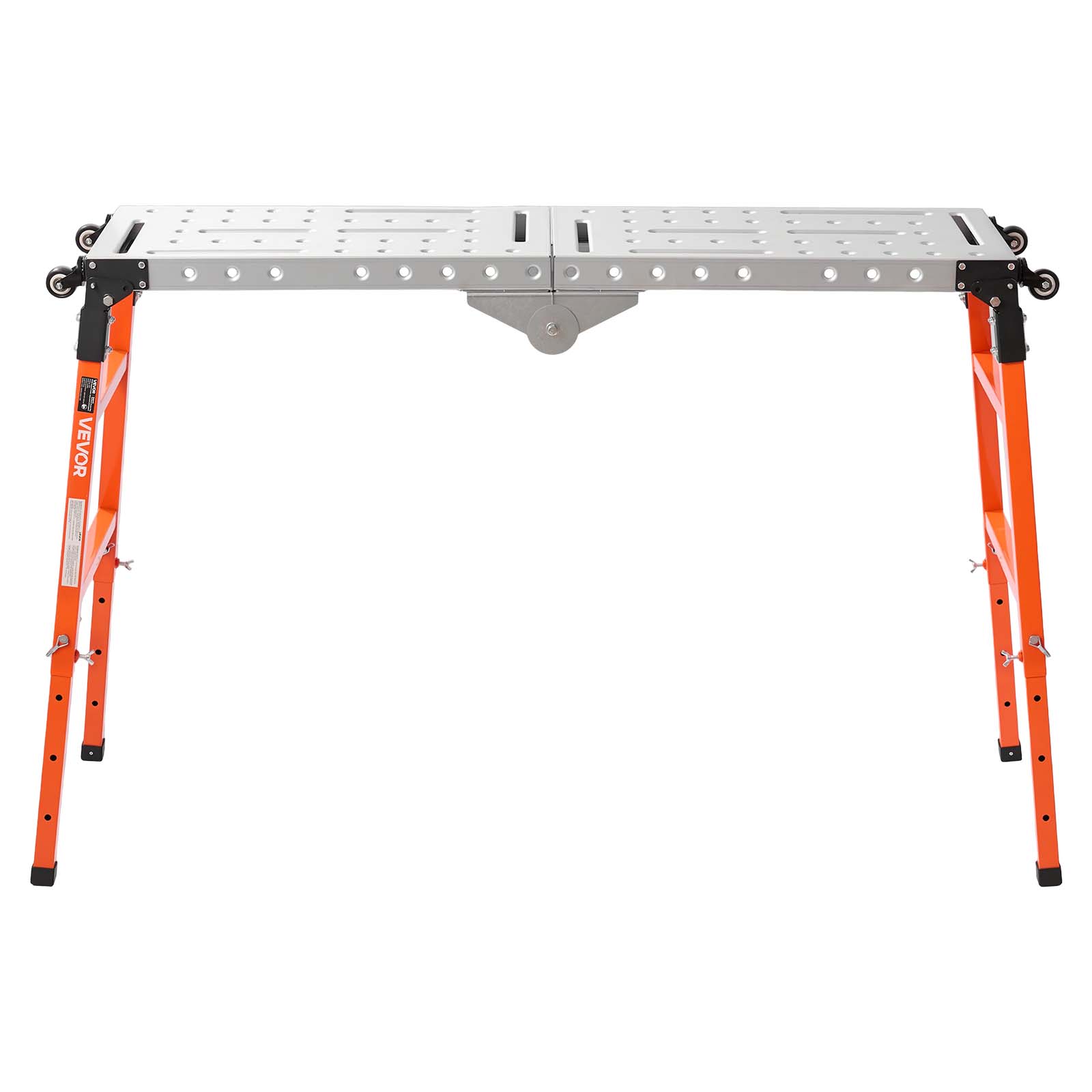 Alt View 5. VEVOR - 2-in-1 Foldable Welding Table 55" x 14" Work Bench 1100LBS Capacity, 5-Level Height Adjustable, Heavy-Duty Steel Welding - Silver;Orange.
