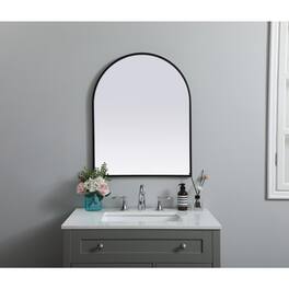 Elegant Decor - Metal Frame Arch Mirror 24x30 Inch - Black