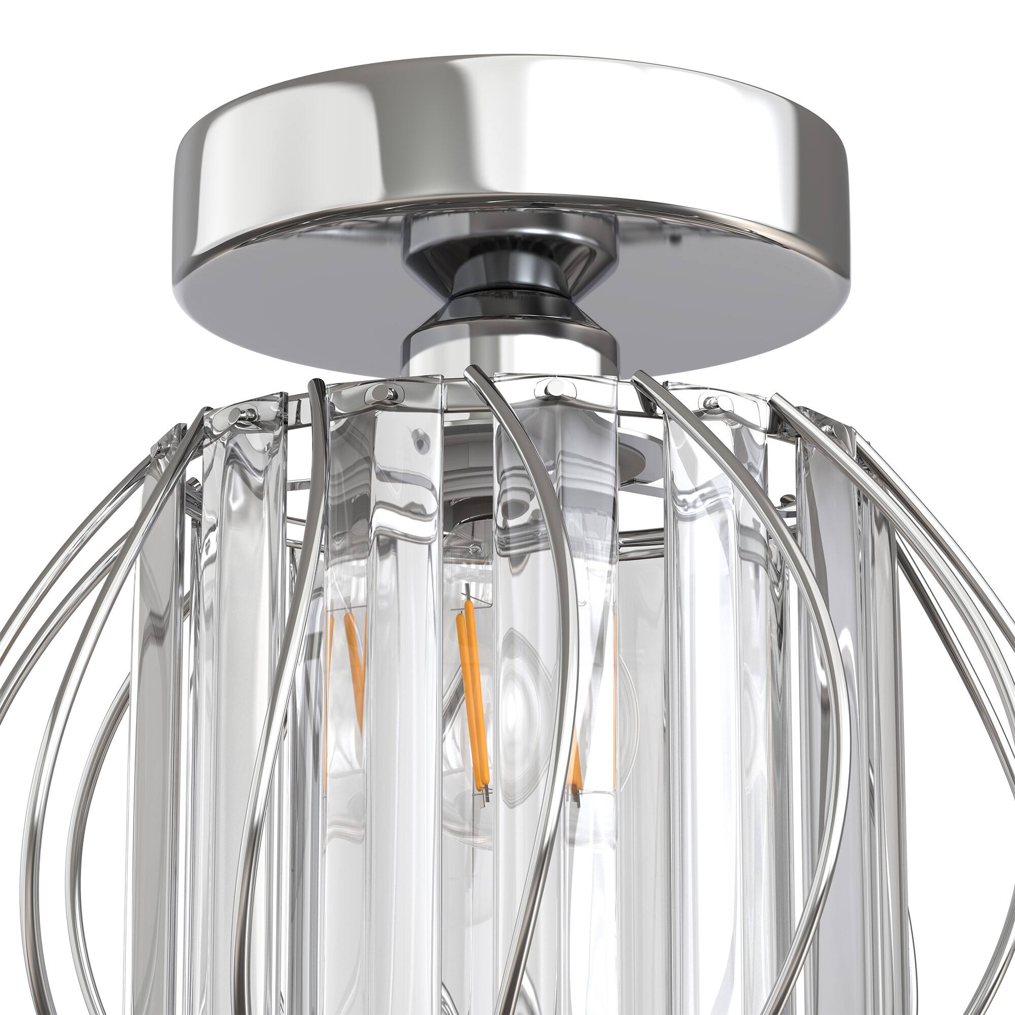 Alt View 4. Jandcase - JANDCASE 1-Light Chrome Semi-Flush Mount Ceiling Light, E26 Socket, Non-Integrated Bulbs, Modern Design, for Hallway - Silver.
