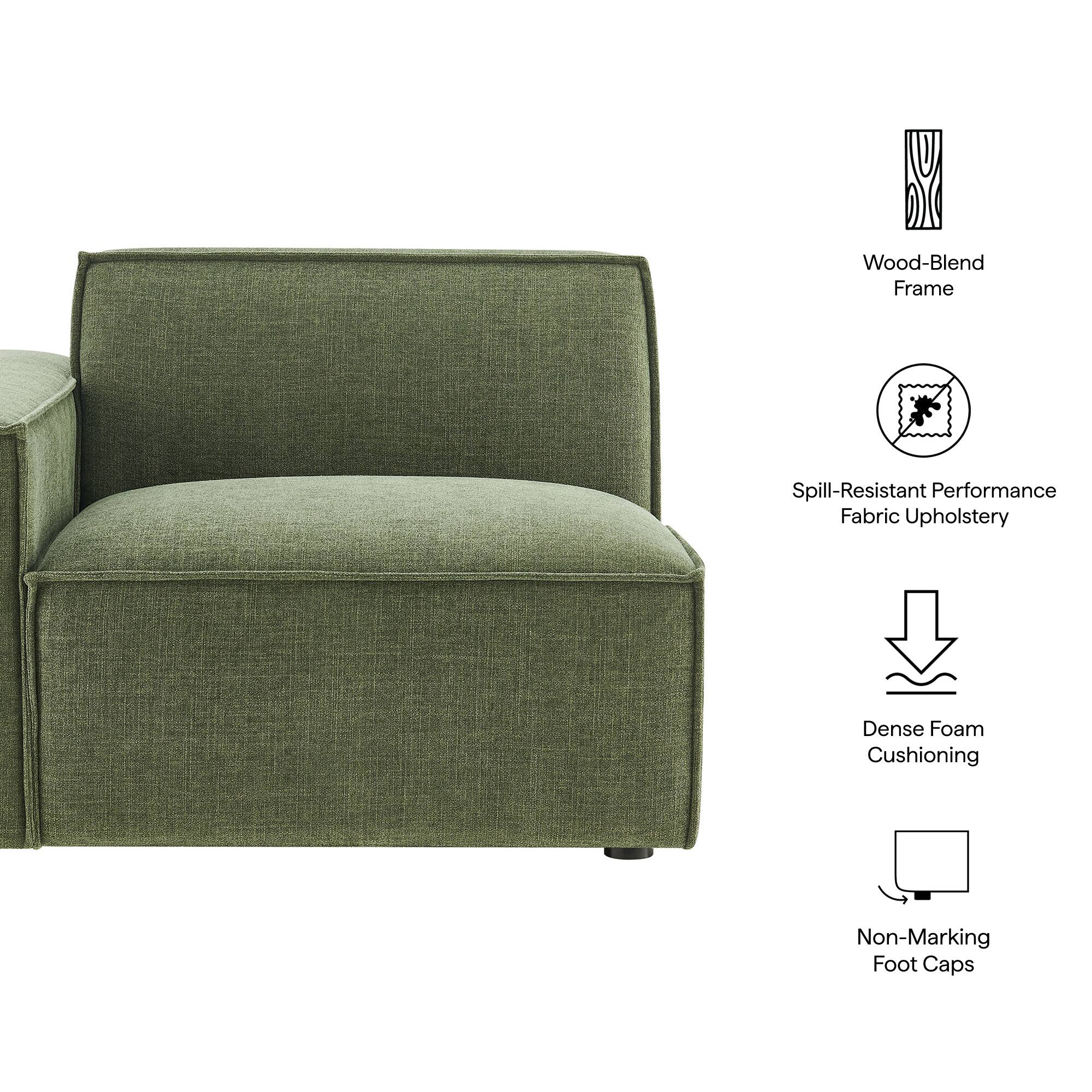 Wood-Blend Frame  
Spill-Resistant Performance Fabric Upholstery  
Dense Foam Cushioning  
Non-Marking Foot Caps