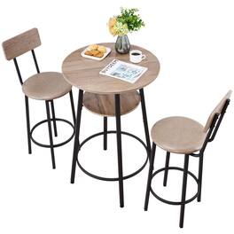 VEVOR - Bar Table, 3PCS 23.5″ Bars Tables Set, Bar Tables and Chair Set with Rounded Corner Design, Round Pub Table - Light wood color + black