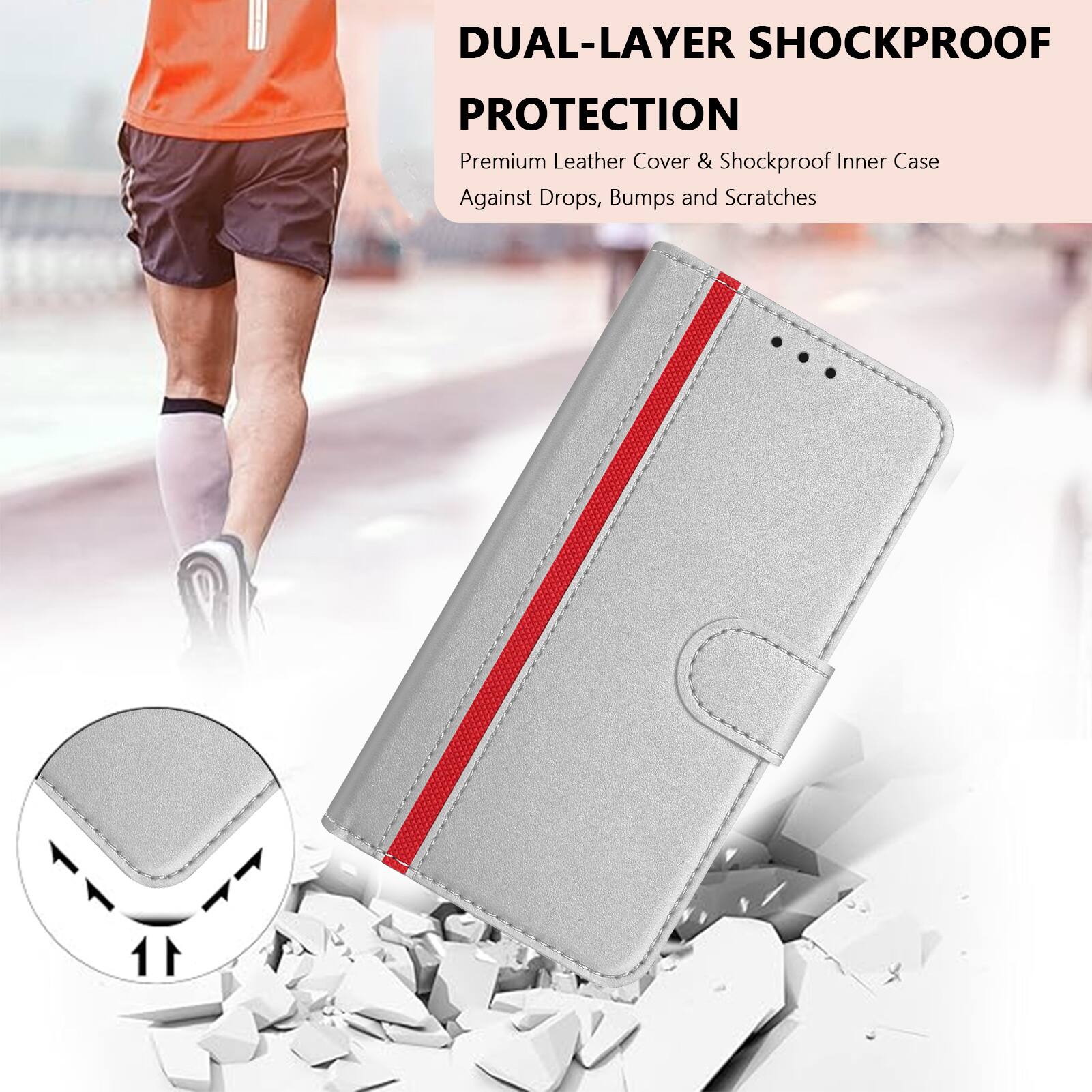 DUAL-LAYER SHOCKPROOF PROTECTION

Premium Leather Cover & Shockproof Inner Case

Against Drops, Bumps and Scratches