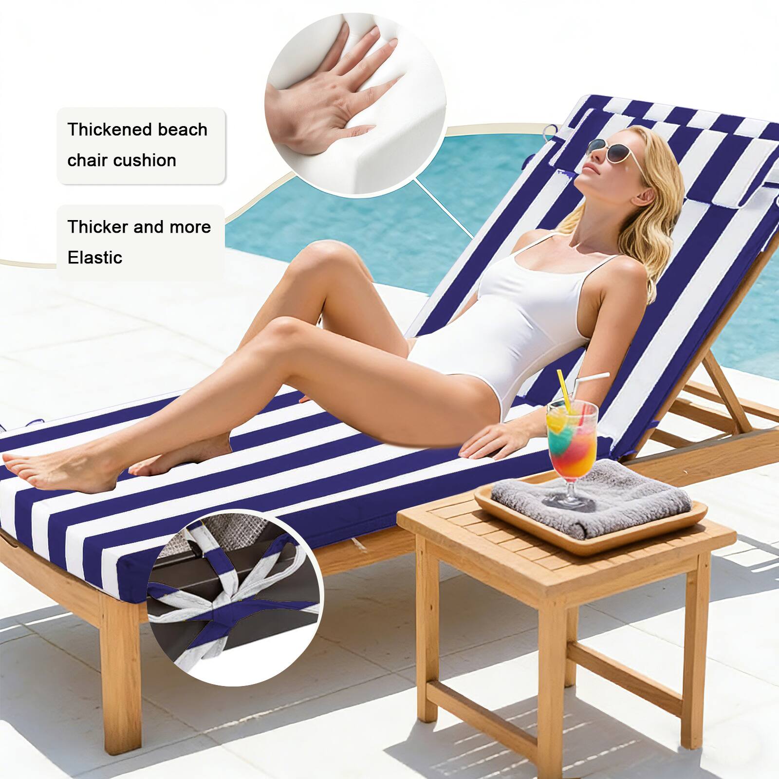 Thickened beach chair cushion  
Thicker and more Elastic
