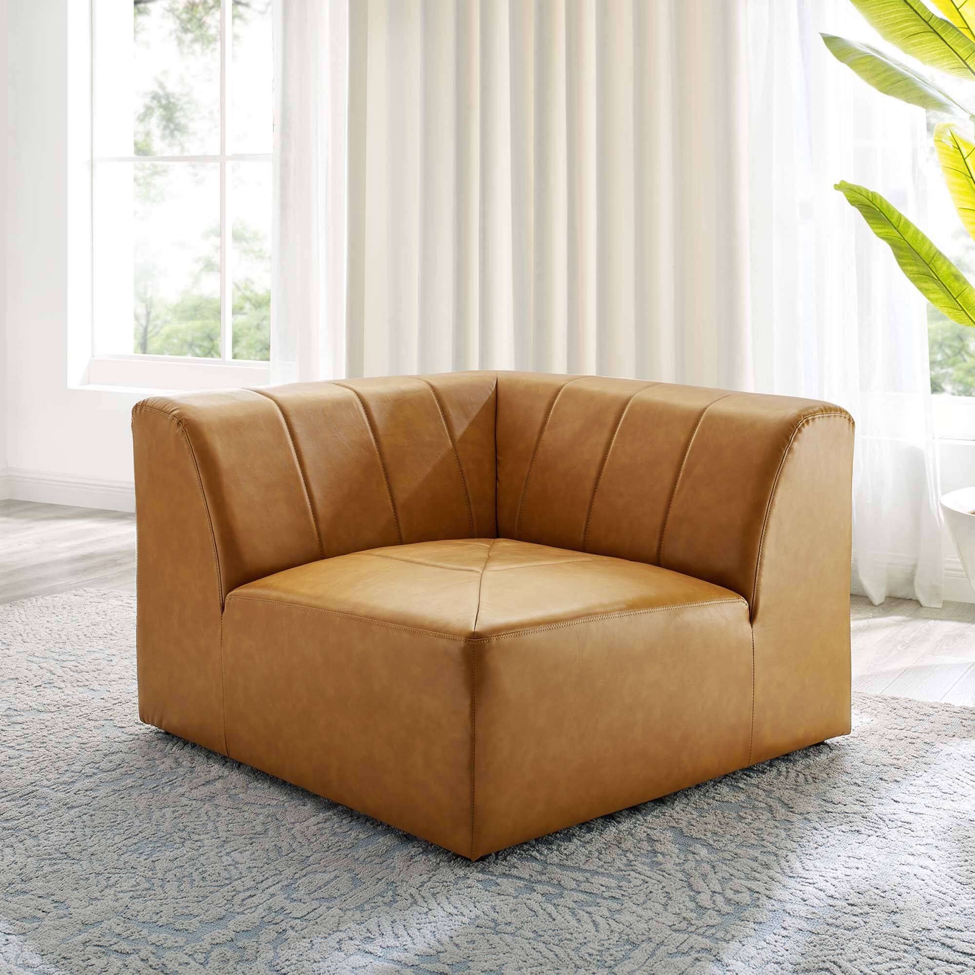 Alt View 5. Modway - Bartlett Vegan Leather Corner Chair by Modway - Tan.