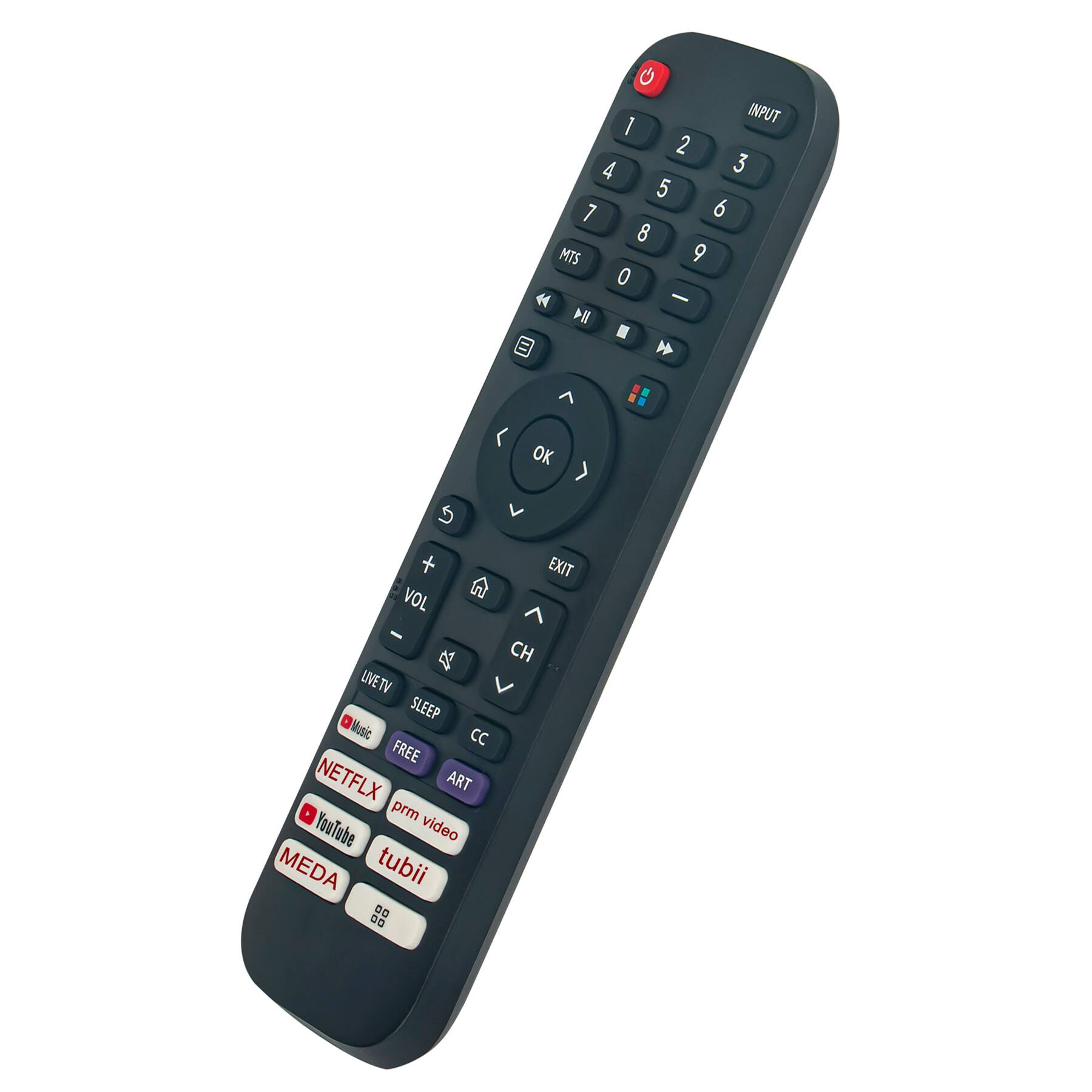 INPUT 1 2 3 4 5 6 7 8 9 0 MTS

VOL + - CH + -

LIVE TV SLEEP Music CC FREE NETFLIX ART prm YouTube video MEDA tubii

EXIT

OK