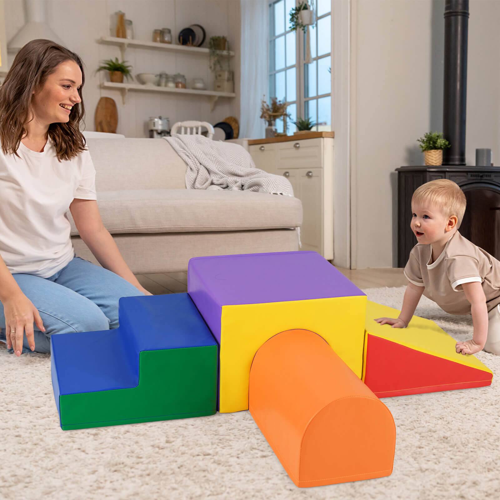 Alt View 1. Costway - Costway Kids Climb and Crawl Activity Playset Blocks w/ Waterproof PU Cover EPE Foam - Multicolor.