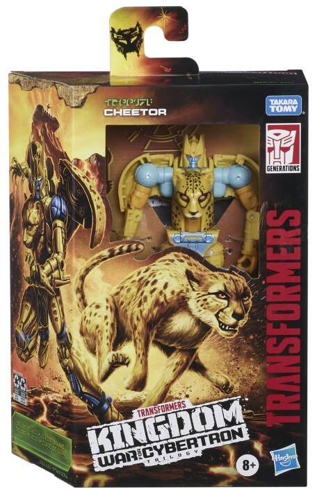 Sure, here is the corrected and grouped text from the image:

- Takara Tomy Generations
- Transformers
- Cheetor
- Transformers: Kingdom for Cybertron Trilogy
- Transformers: Kingdom for Cybertron Trilogy
- 8+
- Hasbro