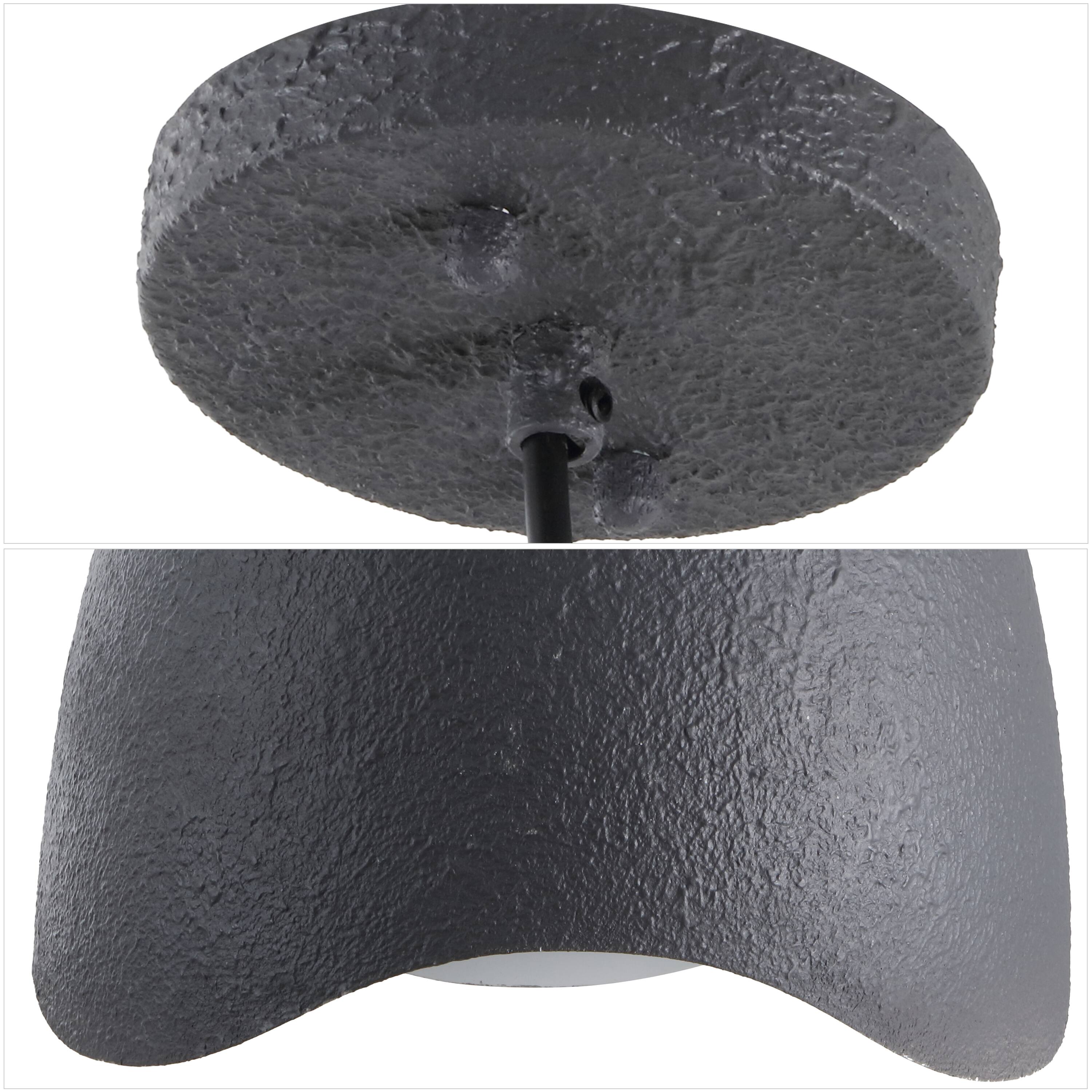 Alt View 4. Jonathan Y - Luella 11.75" 1-Light Bohemian Coastal Adjustable Plaster-Look Organic Scalloped Dome Metal LED Pendant, Dark Gray - Dark Gray.