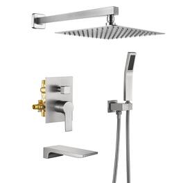 Boyel Living - 10-Inch Rain Shower System Brass SUS304 3-Function Valve Waterfall Spout cUPC - Brushed Nickel