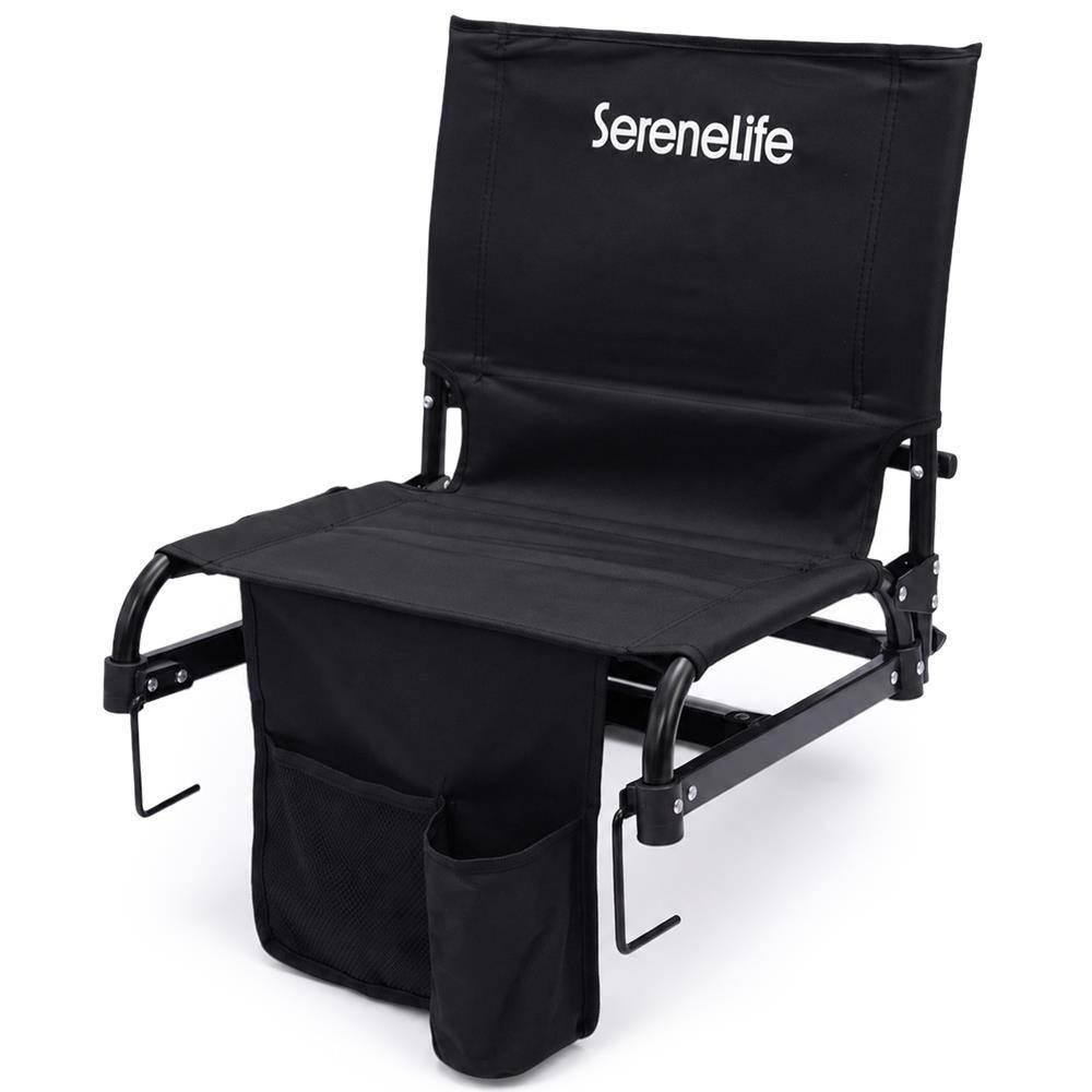 Front. SereneLife - SereneLife Stadium Seat with Back Support, Padded Folding Bleacher Chair, Portable Seat for Sports & Camping - Black.