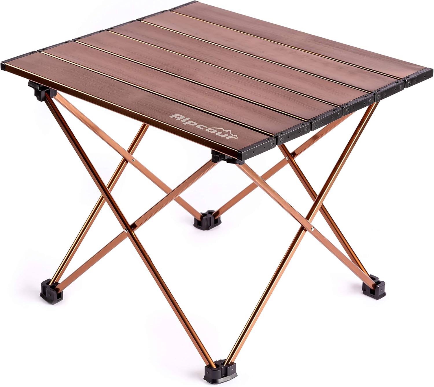 Front. Alpcour - Alpcour Compact Folding Camping Table - Lightweight Aluminum Portable Side Table - Small - Coffee.