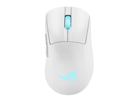 Front. ASUS - ASUS ROG Keris II Wireless Gaming Mouse, 64g, 42K DPI, ROG Switches, SpeedNova Wireless, Bluetooth - Moonlight White - Moonllight White.