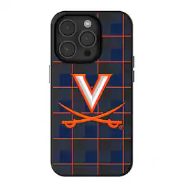 Keyscaper - NCAA - Virginia Cavaliers Plaid Magnetic Bump iPhone Case - 15 - Black