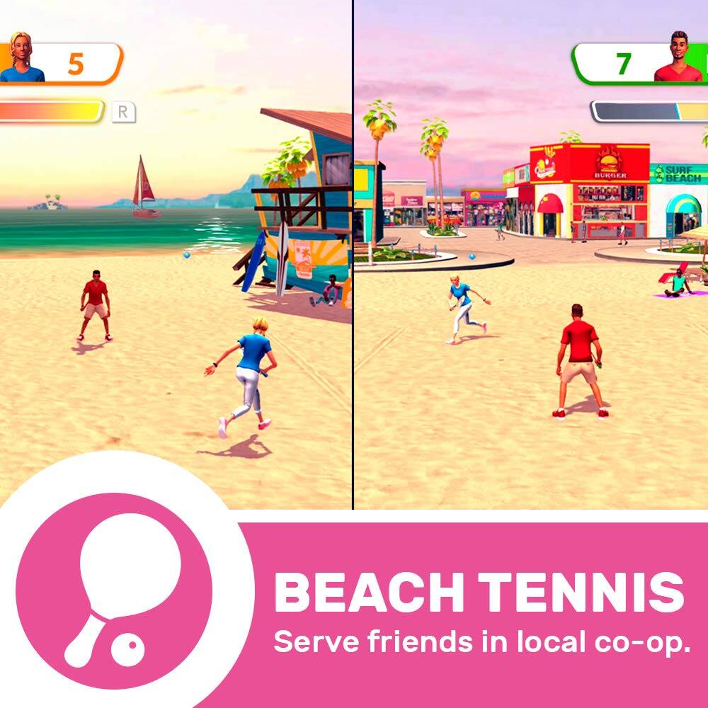 5 7 | R  
BURGER PROOF SURF BEACH BEACH TENNIS  
Serve friends in local co-op.
