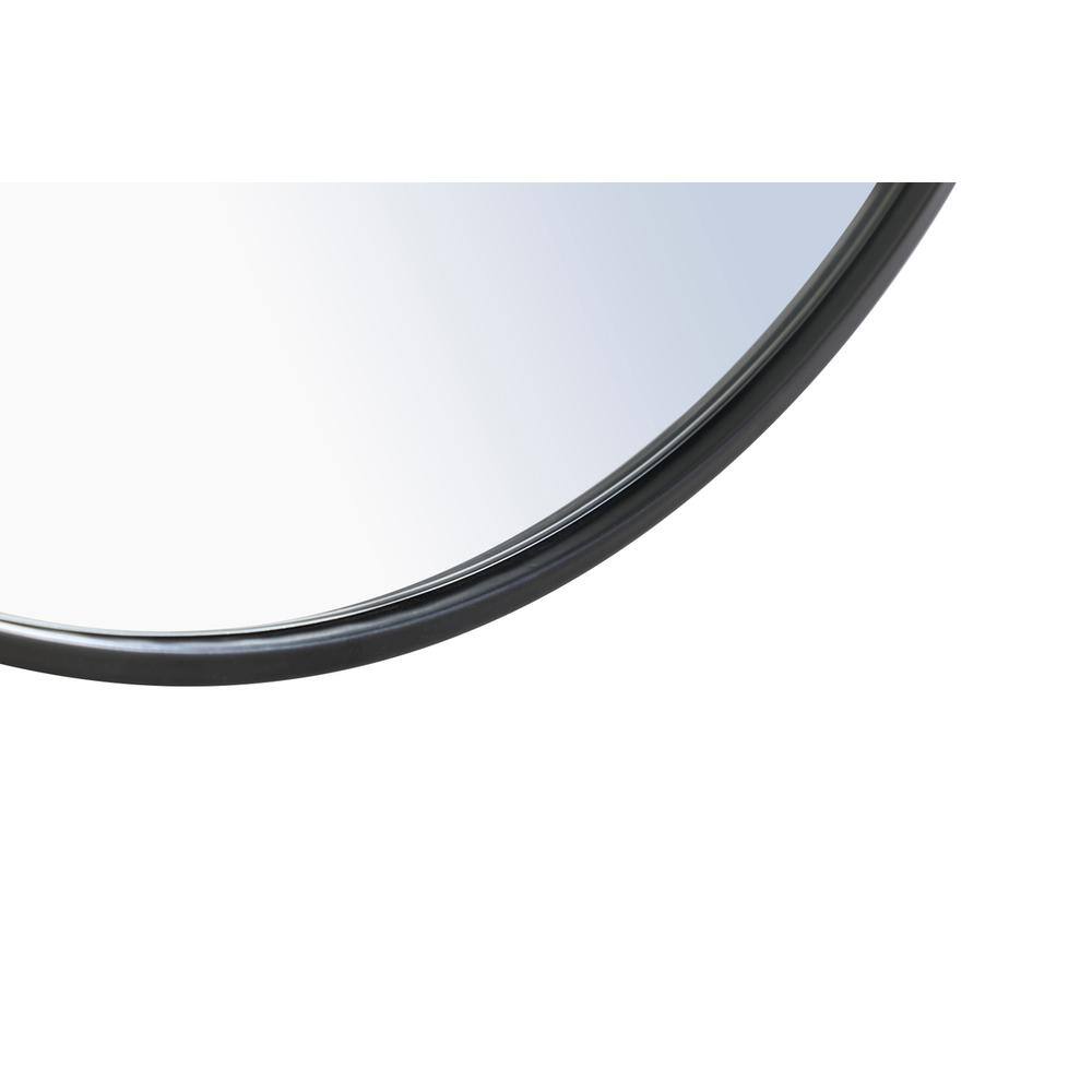 Alt View 2. Elegant Decor - Metal frame Round Mirror with decorative hook 48 inch Black finish - Black.