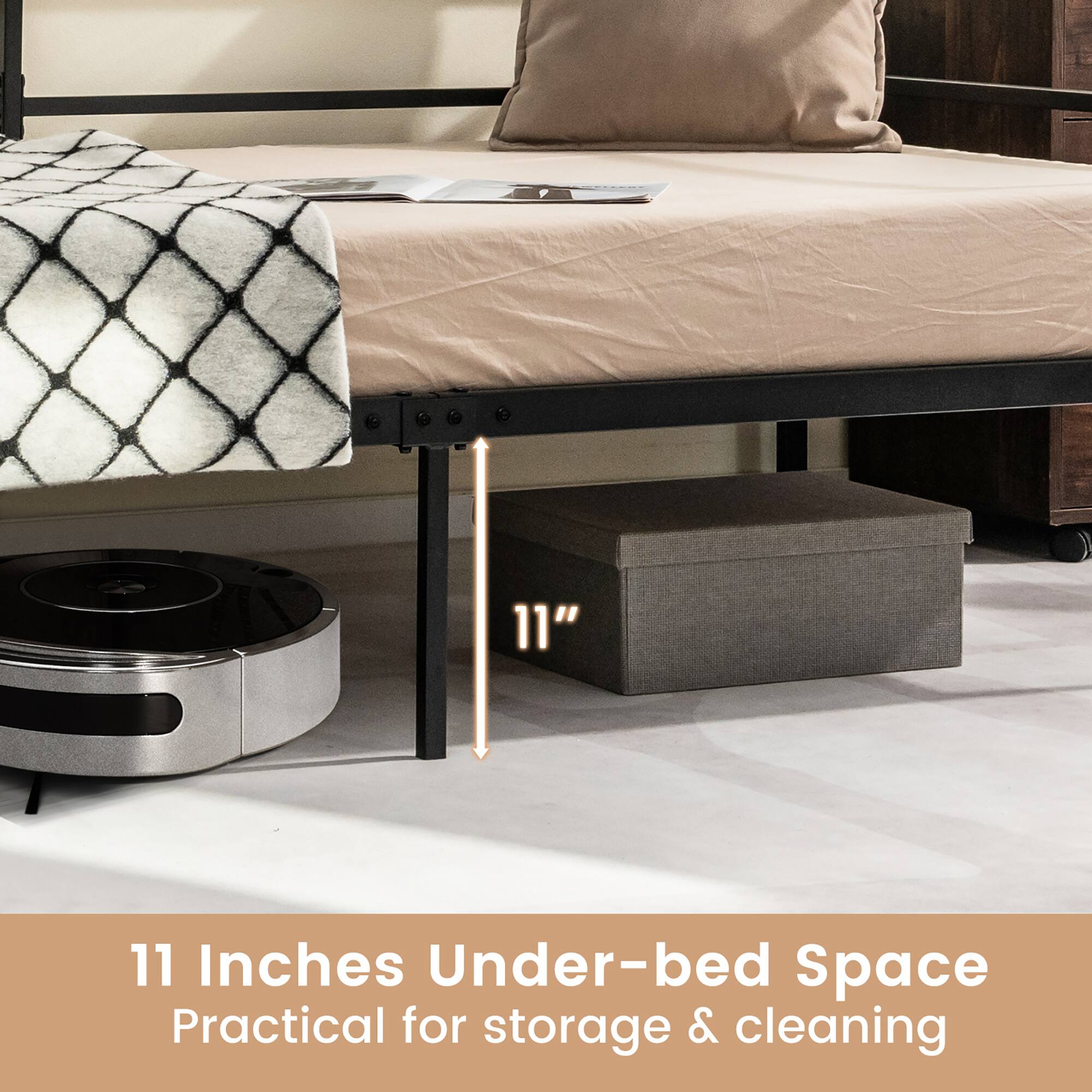 Alt View 8. Costway - Costway Twin Daybed Sofa Bed Frame Metal Platform with Headboard for Guest - Living Room - Black.