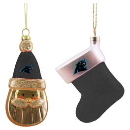The Memory Company - Carolina Panthers Two-Pack Santa & Stocking Blown Glass Ornament Set - Multicolor
