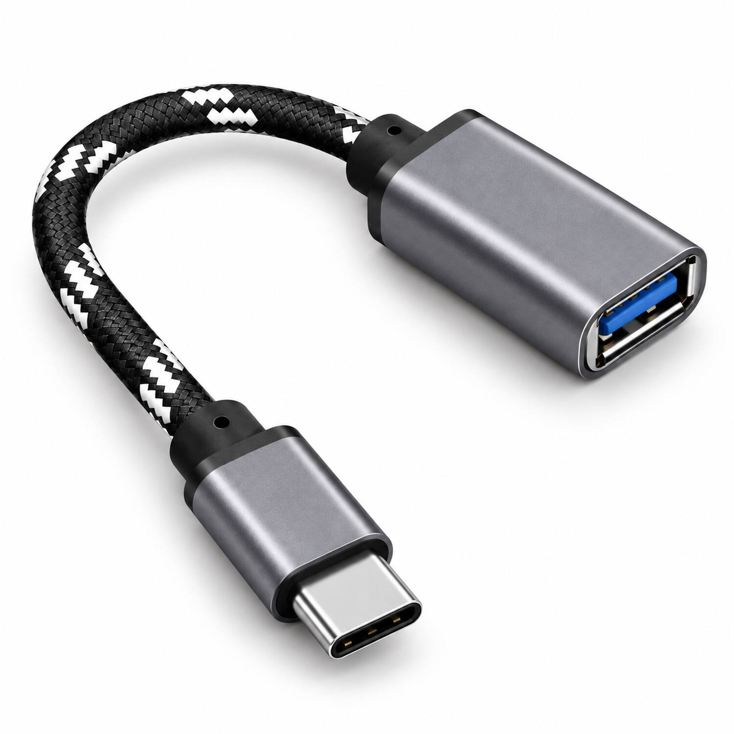 Angle. Sanoxy - Type C USB-C 3.1 Male To USB 3.0 Type A Female OTG Converter Adapter Cord Cable (Gray) - Gray.