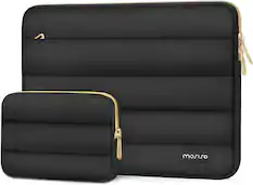 Front. mosiso - Puffy Laptop Sleeve 14 inch for HP Lenovo Dell ASUS Acer, HP Stream, Dell Latitude, Lenovo IdeaPad - Black.