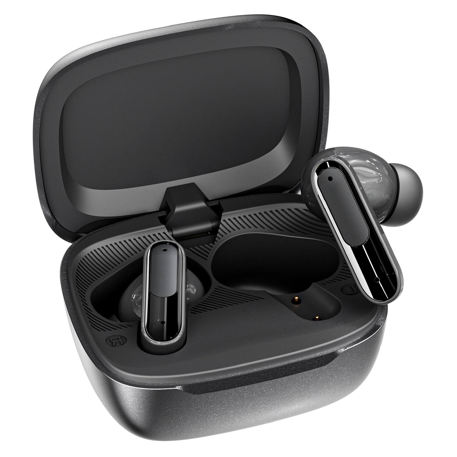 Alt View 3. RCA - WAVE-45 TWS Bluetooth In-Ear Earbuds, Mics, On-Ear Controls, ANC, Charging Case, Touch Screen, 6 Hr Play Time - Black.