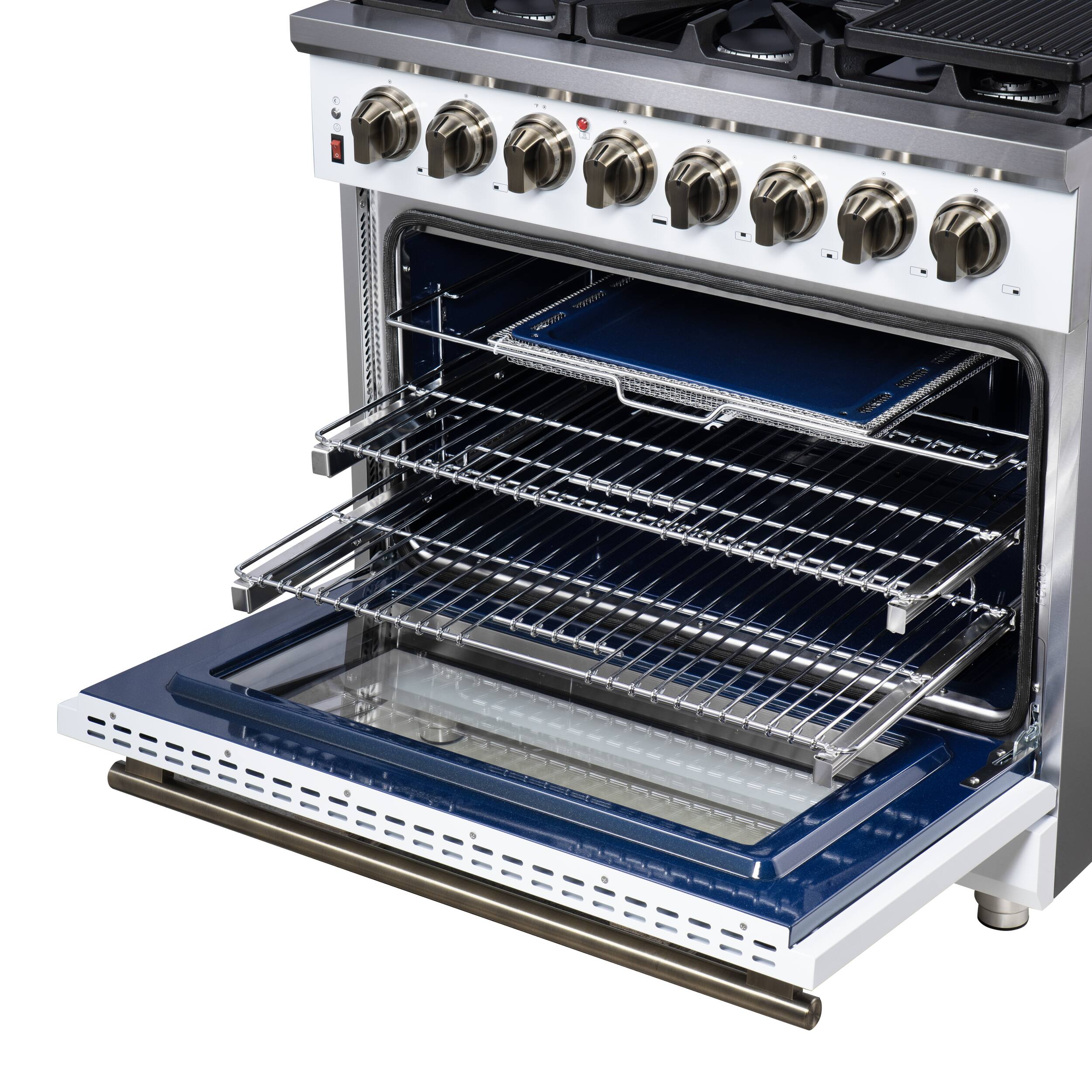 Alt View 10. Forno Appliances - Massimo 5.36 Cu. Ft. Freestanding Dual Fuel True Convection Range with Air Fryer Basket - White.