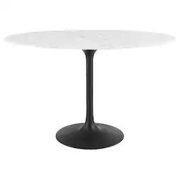 Lippa 48" Oval Faux Marble Dining Table by Modway - Black White