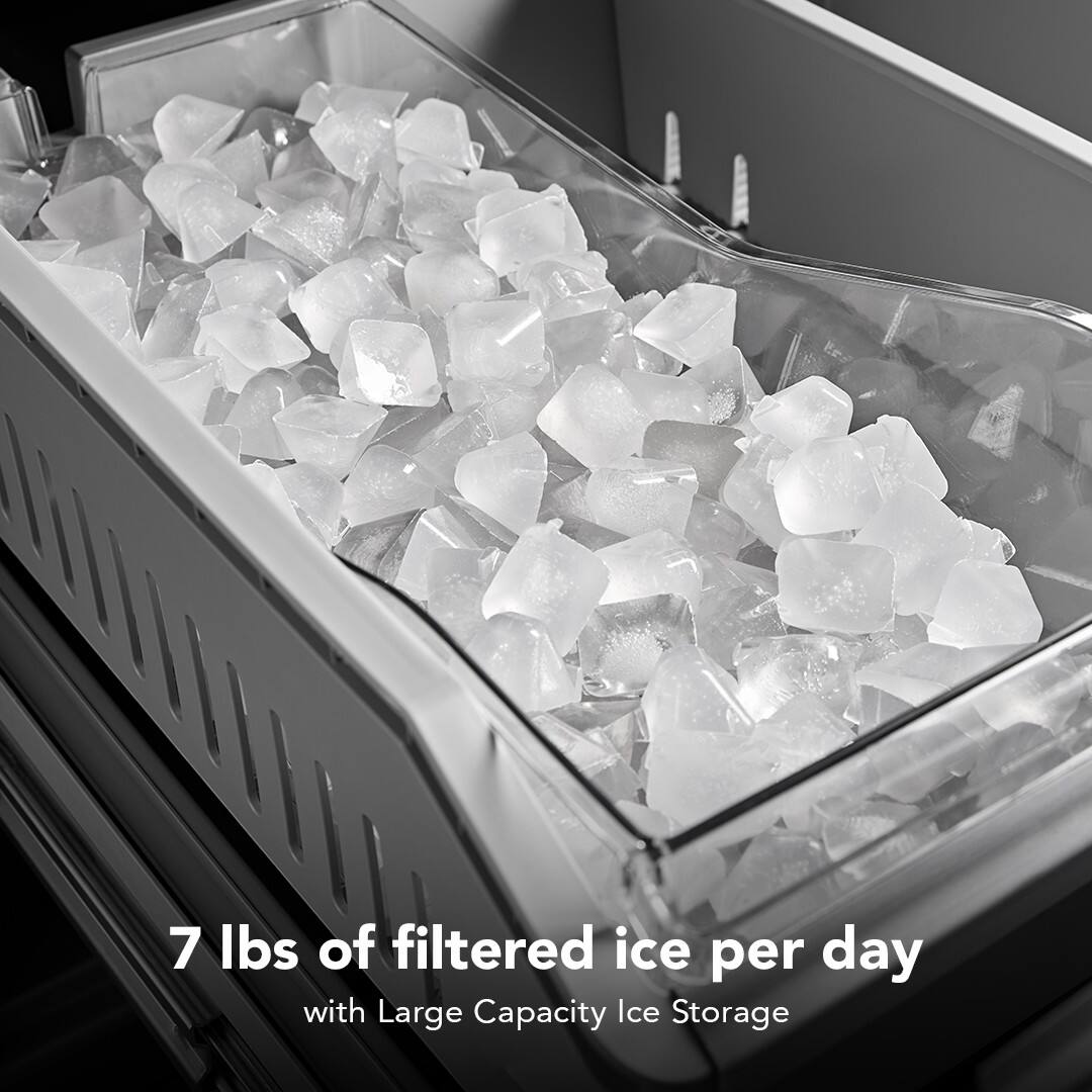 7 lbs of filtered ice per day with Large Capacity Ice Storage