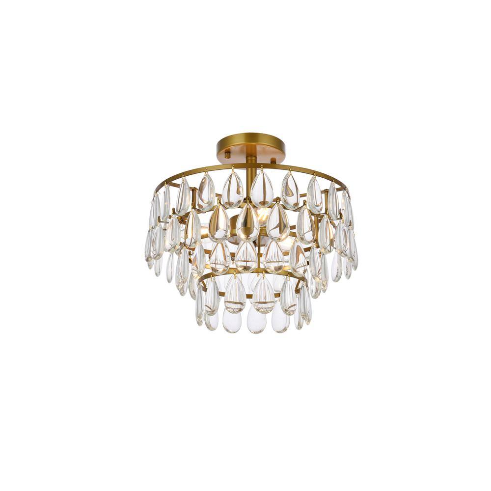 Alt View 4. Elegant Lighting - Mila 14 inch flush mount in brass - Brass.