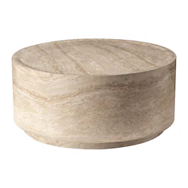 LeisureMod - Terra Modern Round Fiberstone Coffee Side Table Accent Center Table for Indoor Outdoor - Travertine
