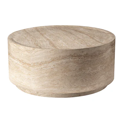 Front. LeisureMod - Terra Modern Round Fiberstone Coffee Side Table Accent Center Table for Indoor Outdoor - Travertine.