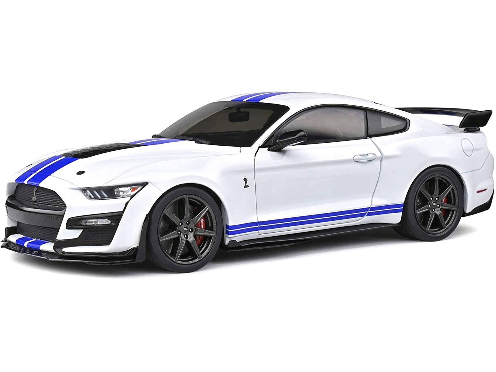 Alt View 5. Maisto - 2020 Ford Mustang Shelby GT500 White with Blue Stripes "Special Edition" 1/18 Diecast Model Car by Maisto.