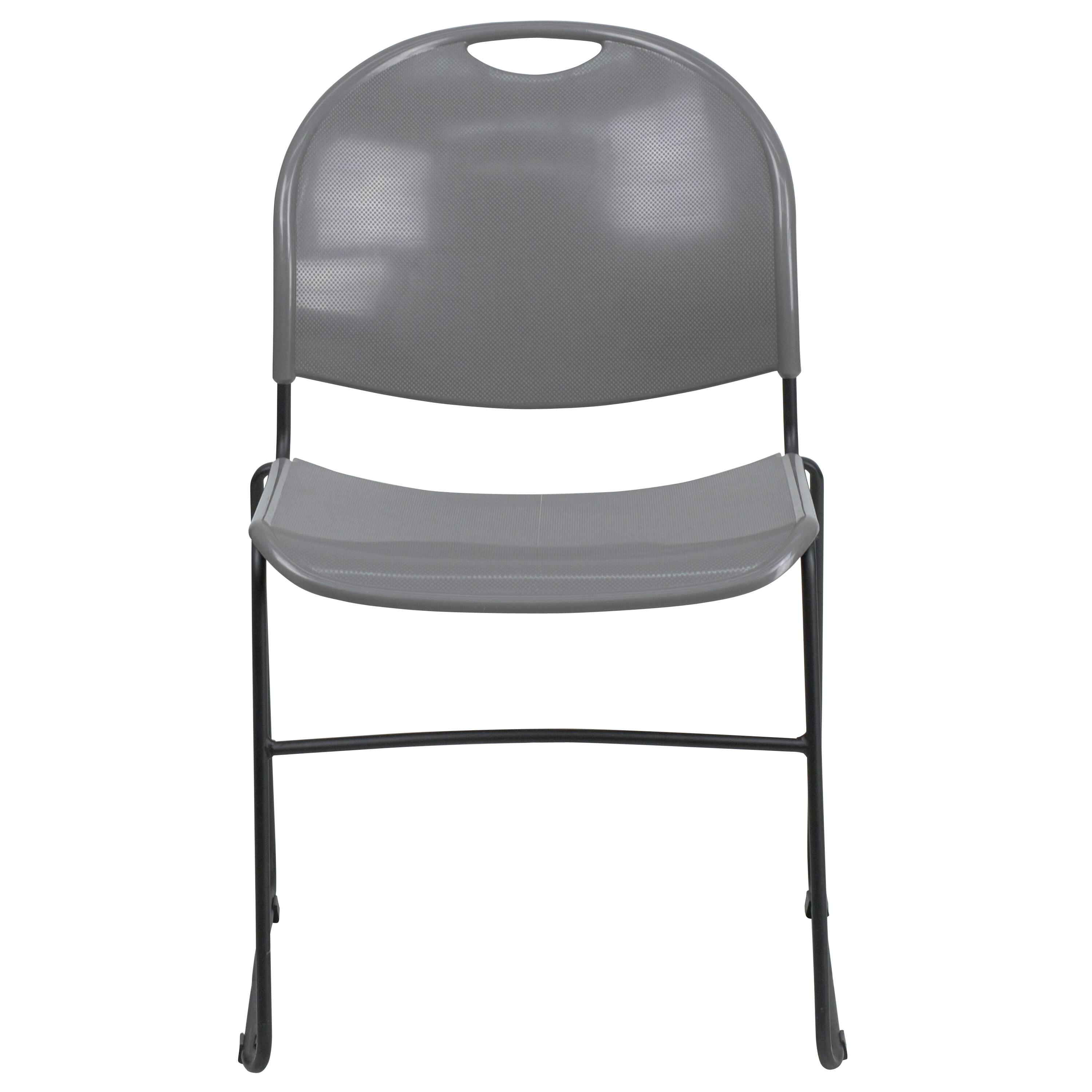 Alt View 7. Emma + Oliver - Ultra-Compact School Stack Chair - Office Guest Chair/Student Chair - Gray Plastic/Black Frame.